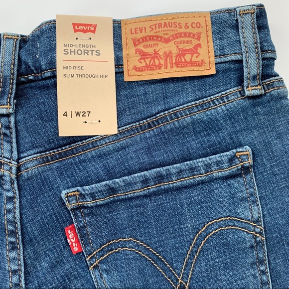 Levi’s Distressed Mid Length Denim Jean Short 27 NWT - Picture 8 of 9